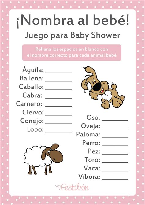 Nombra Al Animal Bebé │ Juegos Para Baby Shower Para Imprimir Juegos