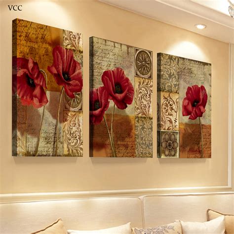 3 Piece Canvas Art Flowerspaintings On The Wall Art