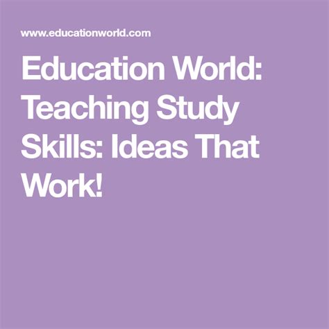 Teaching Study Skills: Ideas That Work! | Study skills, Teaching study skills, Education world