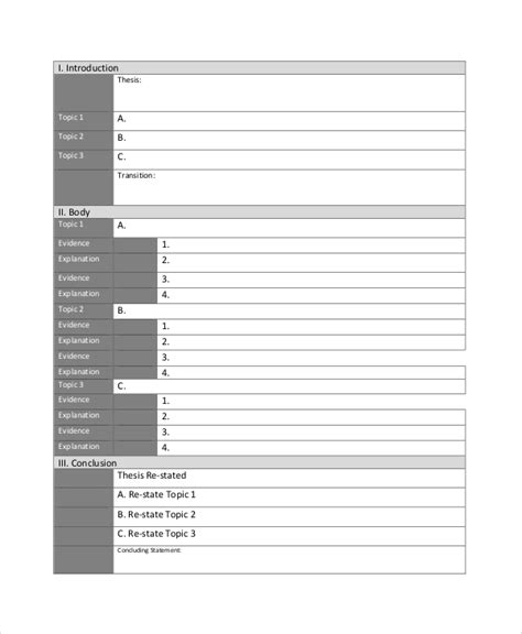 Key Word Outline Template Blank Outline Template Room