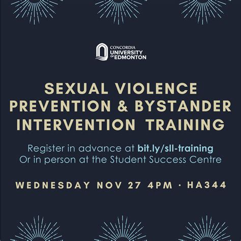 sexual violence prevention and bystander intervention workshop concordia university of edmonton