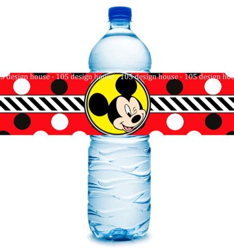 Instant Download Mickey Mouse Water Bottle Label Printable Mickey Mouse