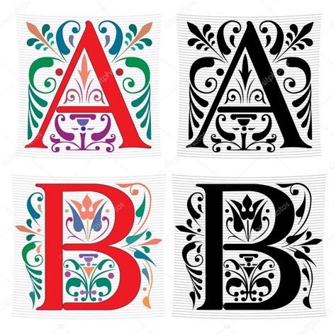 Belle Décoration Alphabets Anglais Lettres A Et B Image Vectorielle