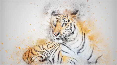 X Art Tigru Tiger Watercolor Coolwallpapers Me