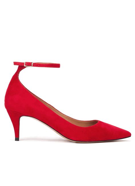 Red Ankle Strap Mid Heel Pumps Online Shoe Store Pura Lopez Pura Lopez