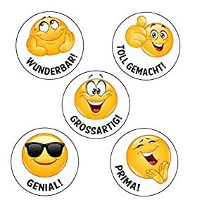 125 x German Emoji Reward Stickers Wunderbar!, Toll Gemacht!, Grossartig!, Genial!, Prima ...