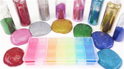 Diy Rainbow Glitter Slime Box Learn Colors With Slime Youtube