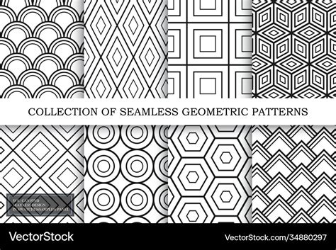 Collection Seamless Geometric Patterns Royalty Free Vector