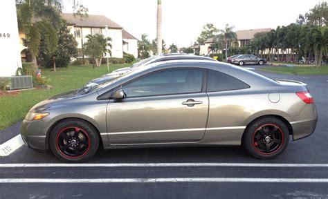 Black And Red Rims Look Good On A Galaxy Grey Metallic Honda Civic