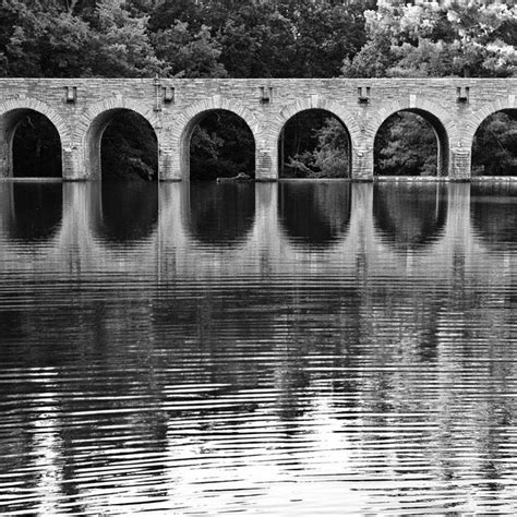 Reflection Of The Old Stone Bridge Blackandwhite Architecture