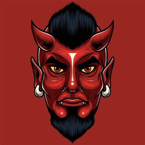 Vector Illustration Of Red Devil Head In Vintage Style 11232694 Vector