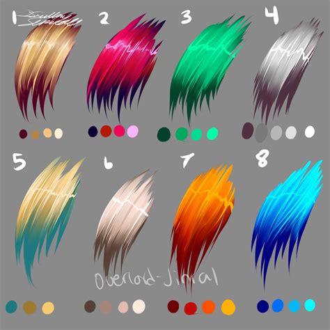 (you can also do it with another colour.) 2.use the drakest brown, color the hair ends and draw a little spot at the center of the hair. Hair Colors by Overlord-Jinral on DeviantArt