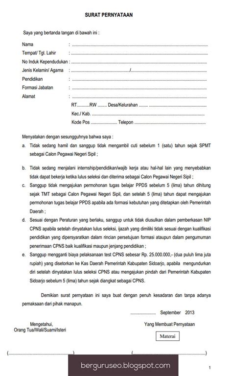 Namun, ketika mendaftar, andi ditanya tentang surat. Contoh Surat Pernyataan Kesanggupan Diri Yang Baik dan Benar