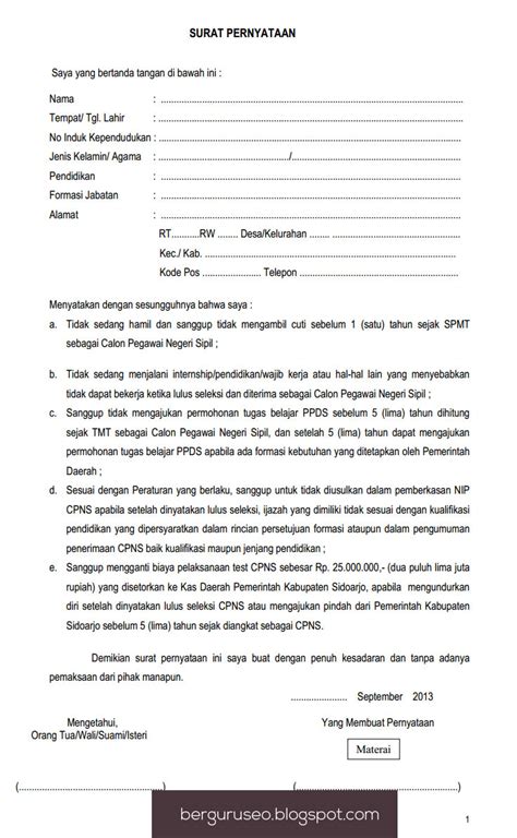 Surat ini bisa dijadikan bukti yang terpenting saat membuat surat pernyataan adalah memperhatikan dengan teliti informasi dan maksud yang ingin kita sampaikan. Contoh Surat Pernyataan Bersedia Bekerja Penuh Waktu