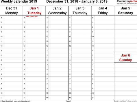 1 Week Calendar Printable Free Calendar Template