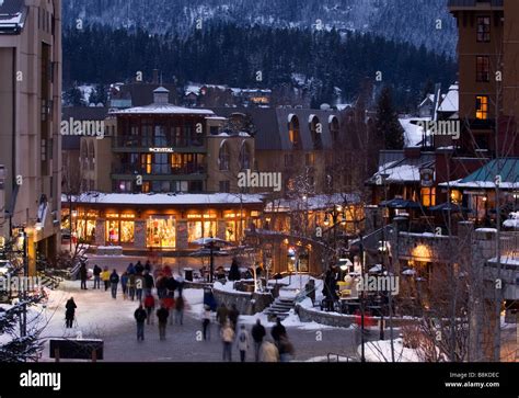 The Whistler Village In The Evening Whistler Bc Canada Stock Photo Alamy