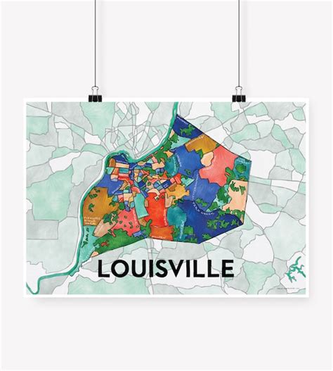 Louisville Neighborhoods Map Art Print Etsy