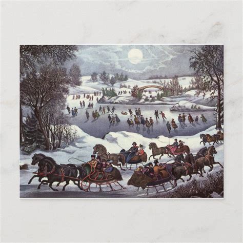 Vintage Christmas Central Park In Winter Holiday Postcard