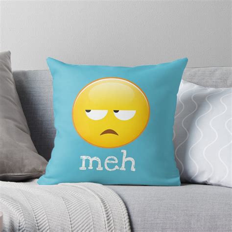 Meh Emoji Bored Face Throw Pillow For Sale By Petestyles Redbubble