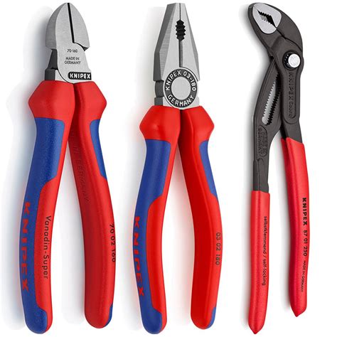 Knipex Pliers Set With Combination Diagonal And Cobra Pliers 3 Piece