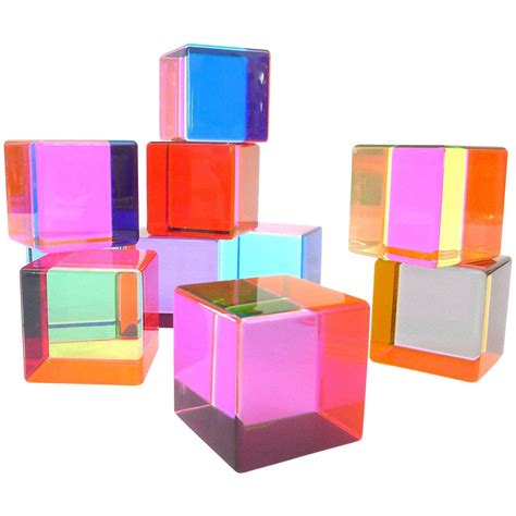 Set Of 10 Multicolored Acrylic Cubes By Vasa Mihich Modern Decorative