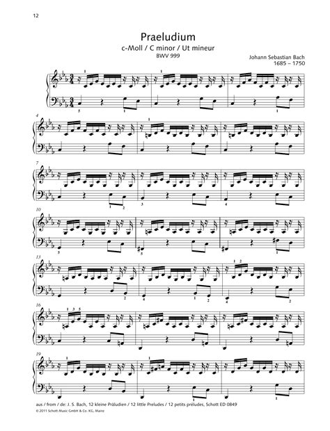 Johann Sebastian Bach Prelude C Minor Sheet Music Notes Download Printable Pdf Score 362731