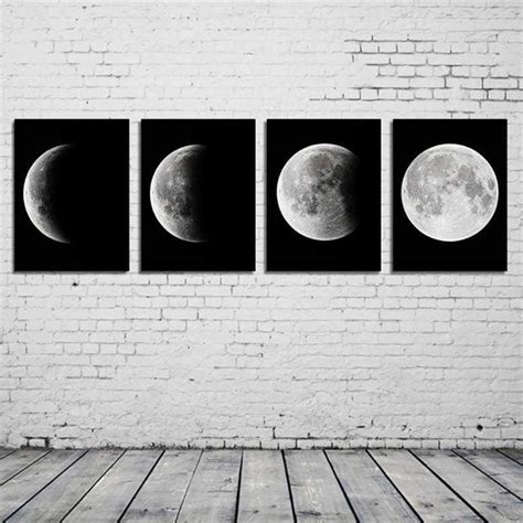 Moon Phase Canvas Prints Set Of Four Canvas Art Wall Decor Canvas