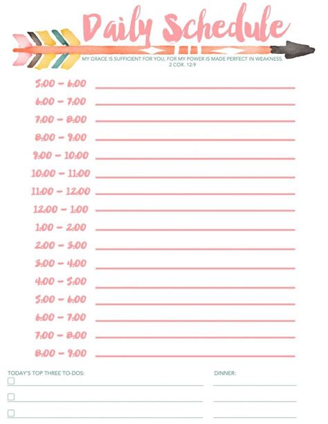 Daily Schedule Free Printable Daily Schedule Printable Daily Calendar