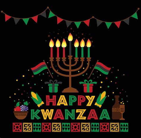 Banner For Kwanzaa With Traditional Colored And Candles Representing
