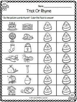 Halloween Themed Kindergarten Math and Literacy Worksheets ...