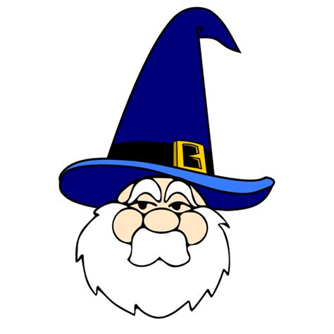 Vector Drawing Of Wizard Man With A Blue Hat Free Svg