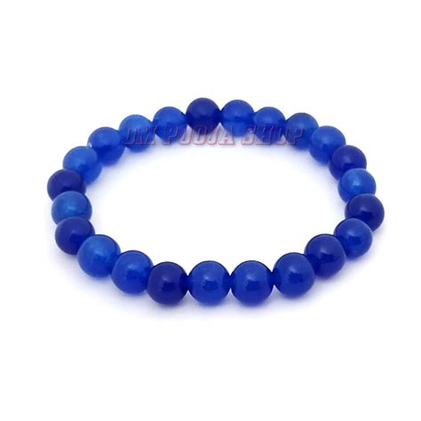 Blue Jade Gemstone Bracelet For Ajna Chakra 8 Mm