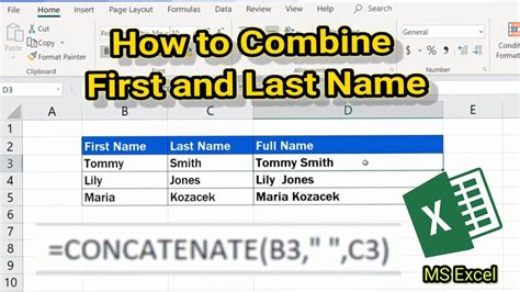 How To Combine First And Last Name In Excel Youtube