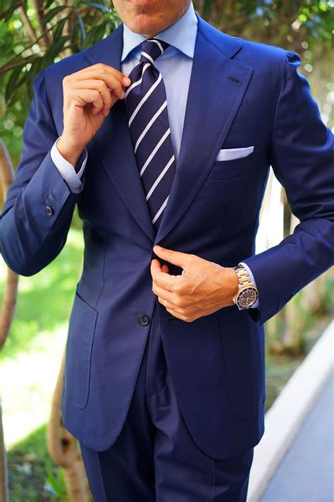 Navy Blue Pencil Stripe Tie Repp Striped Ties Professional Necktie