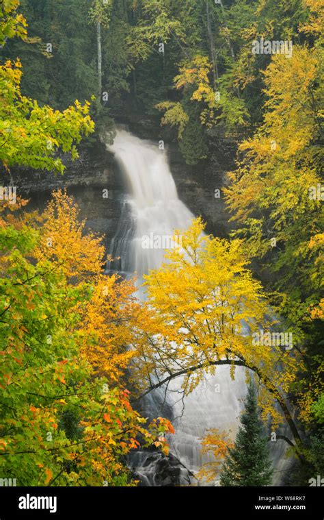 Autumn Color Surrounds Chapel Falls In Pictured Rocks National