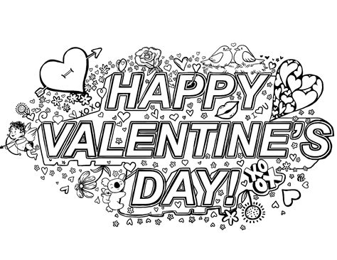 Happy Valentines Full Page Valentines Day Coloring Pages For Adults