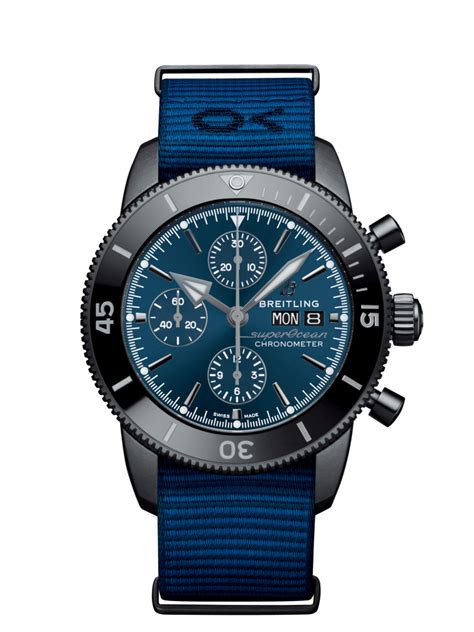 cheapest price Breitling Superocean Héritage II Chronograph 44 Outerknown Black steel Blue ...