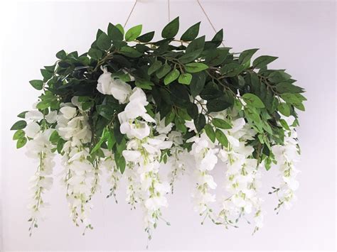 White Wisteria Flower Chandelier Artificial Wisteria Ceiling Etsy