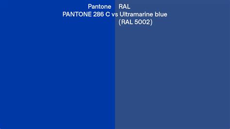 Pantone 286 C Vs Ral Ultramarine Blue Ral 5002 Side By Side Comparison