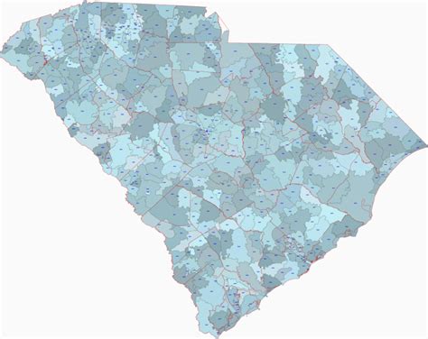 South Carolina State Zip Code Simple Map Your Vector