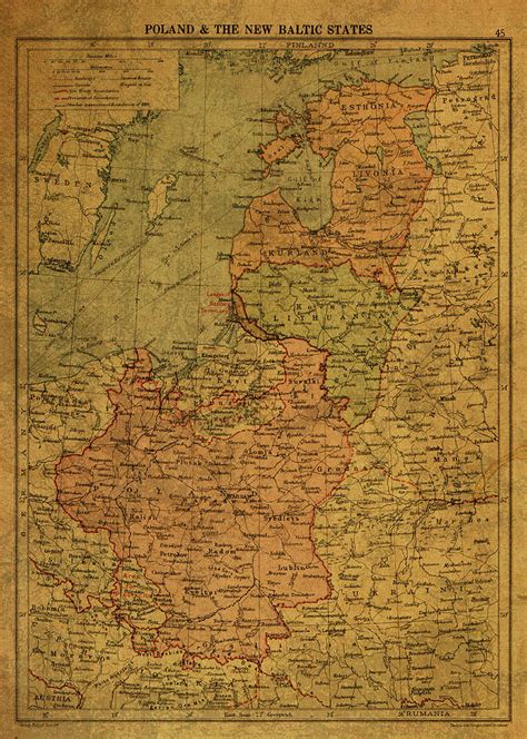 map of poland and baltic states 1920 mixed media by design turnpike