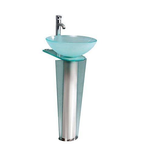 The myth says pedestal sinks ought to be avoided in small bathrooms and powder rooms. Fresca CMB1053-V Vitale 17" Modern Glass Bathroom Pedestal | Glass sink, Glass bathroom ...