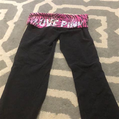 Pink Victoria S Secret Pants And Jumpsuits Love Pink Yoga Pants With Zebra Print Poshmark
