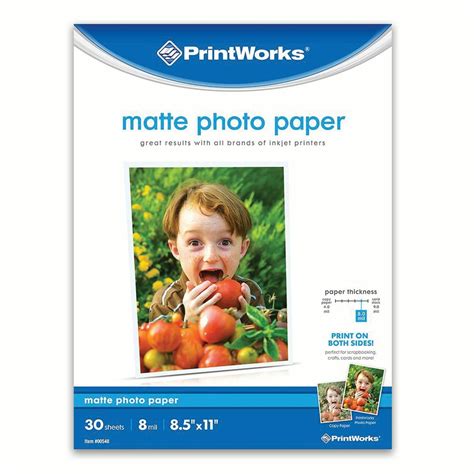 Printworks Matte Photo Paper 85x11 In 8 Mil 30 Sheets 00548