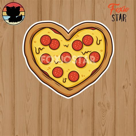 Pizza Sticker Pizza Heart Sticker Pizza Lover Sticker Etsy