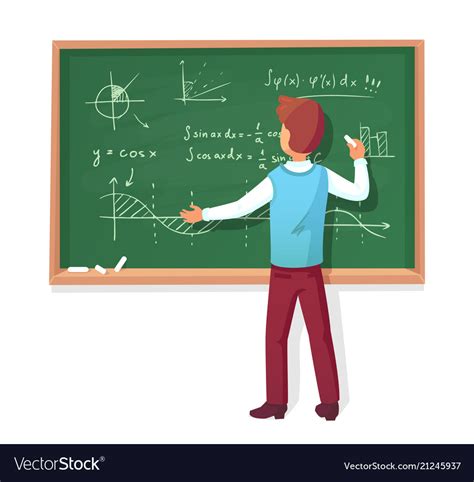 Teacher Write On Blackboard School Professor Vector Image