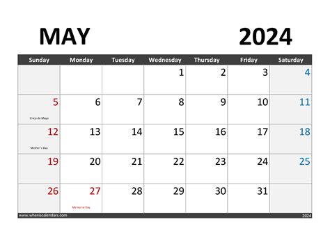 Cute May 2024 Printable Calendar Monthly Calendar