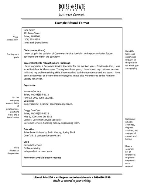 The Basic Resume Format For Someone Who Is Looking To Write An