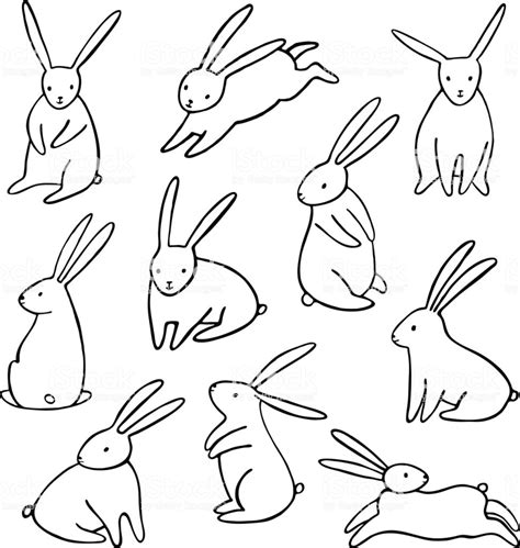 Vector Rabbit Icons Set Simple Cartoon Bunny Isolated Royalty Free