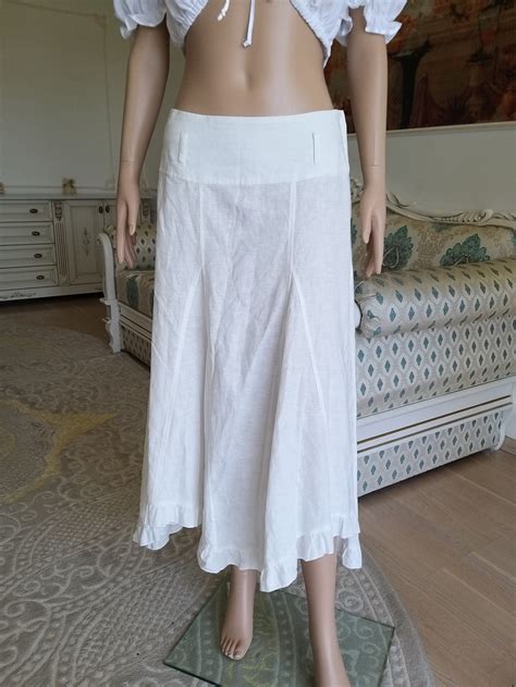 White Linen Skirt Womens White Long Skirt White Skirt Long Etsy